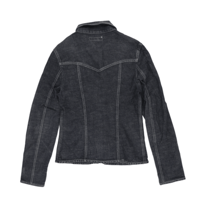 Jennyfer Denim Jacket Dark Blue Women's Medium Cotton Blend Collared