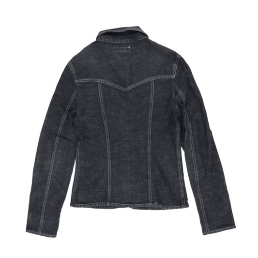 Jennyfer Denim Jacket Dark Blue Women's Medium Cotton Blend Collared