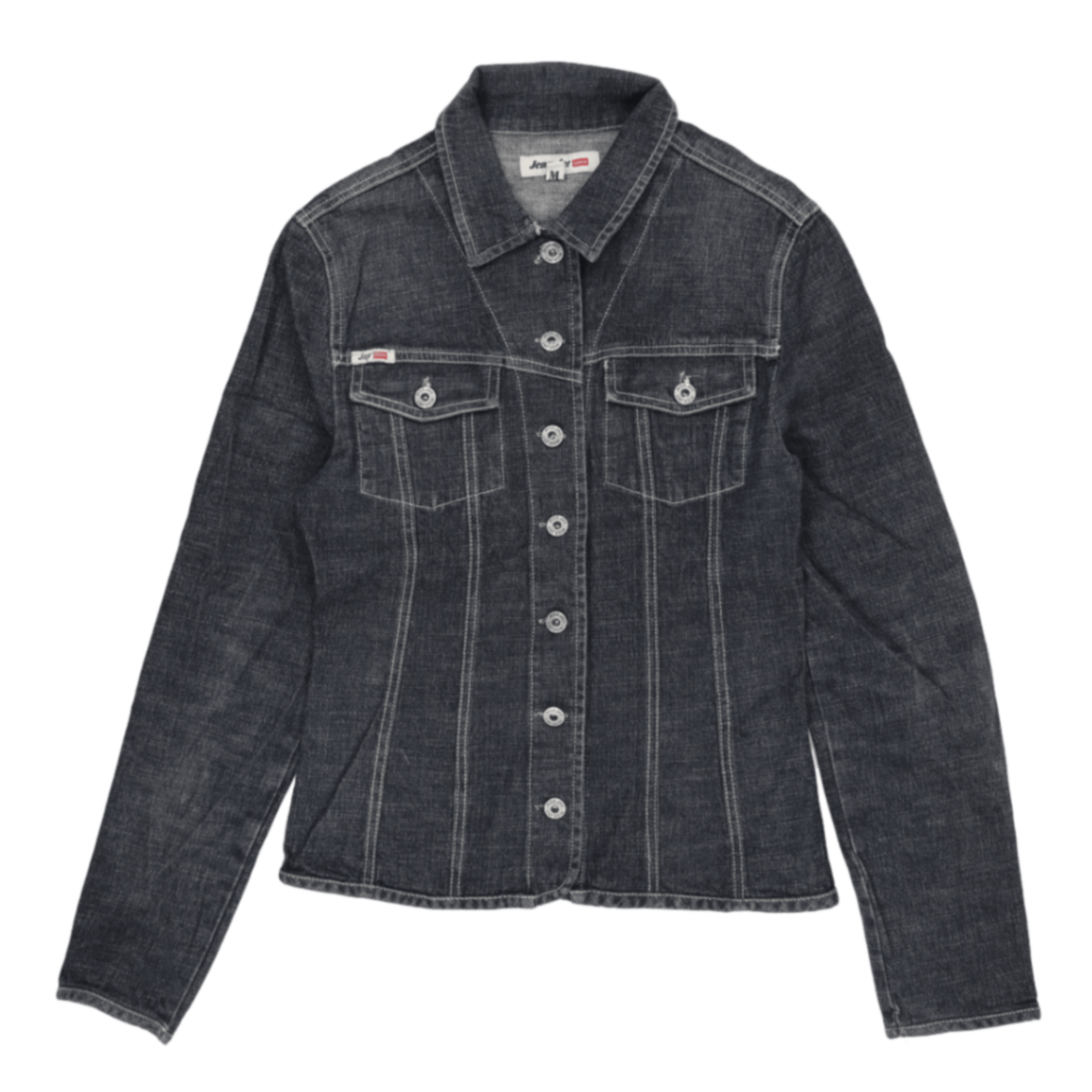 Jennyfer Denim Jacket Dark Blue Women's Medium Cotton Blend Collared