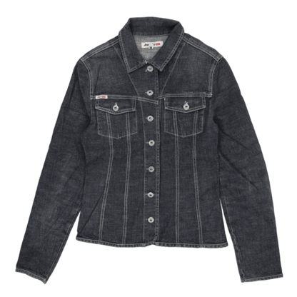 Jennyfer Denim Jacket Dark Blue Women's Medium Cotton Blend Collared