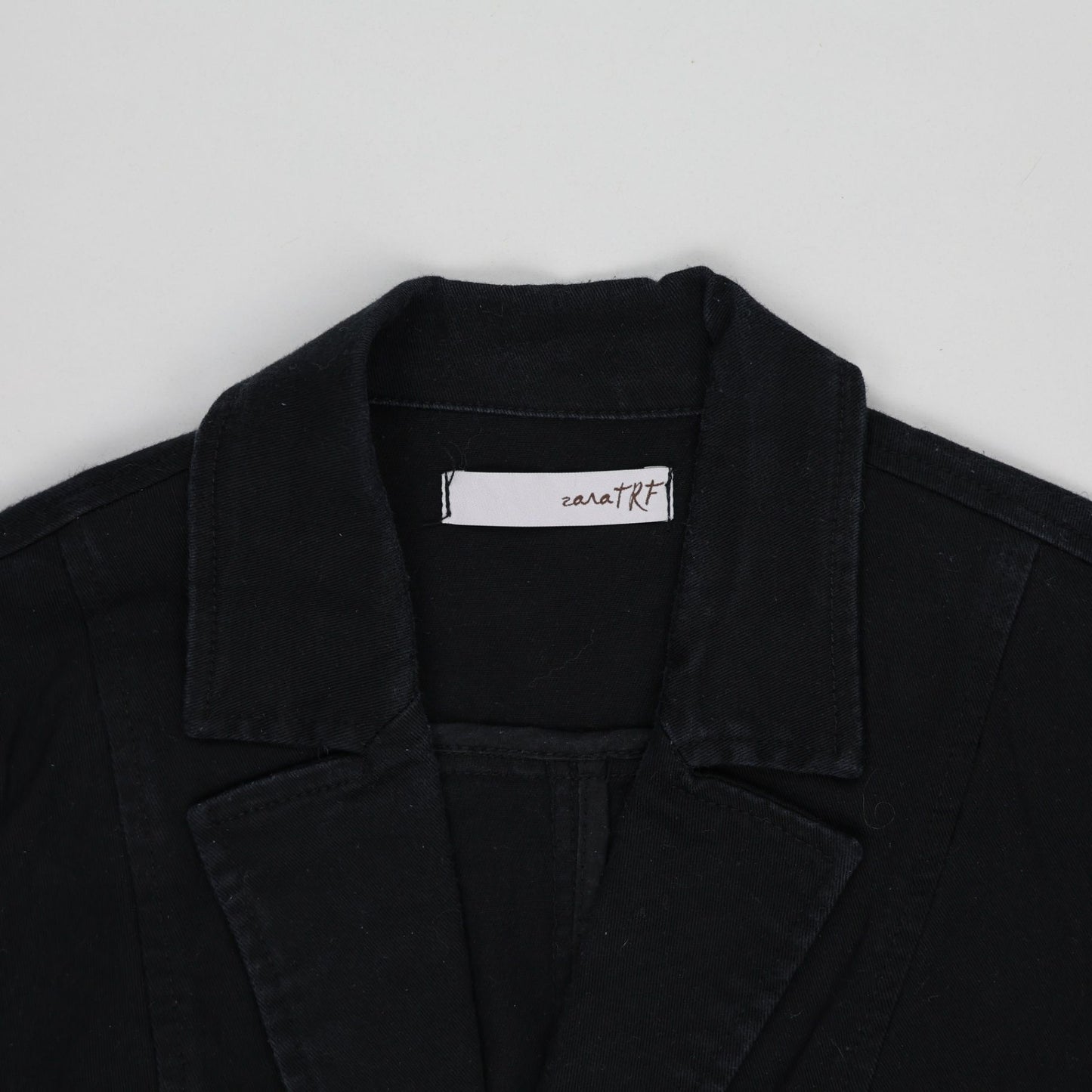 Zara TRF Women's Black Fitted Blazer Jacket Size M UK 10 Cotton Notched Lapel