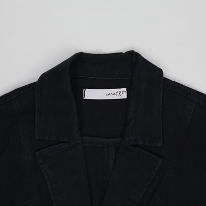 Zara TRF Women's Black Fitted Blazer Jacket Size M UK 10 Cotton Notched Lapel