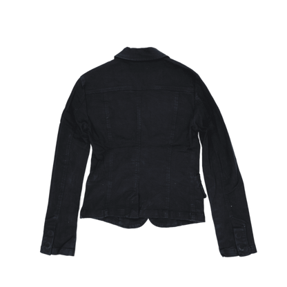 Zara TRF Women's Black Fitted Blazer Jacket Size M UK 10 Cotton Notched Lapel