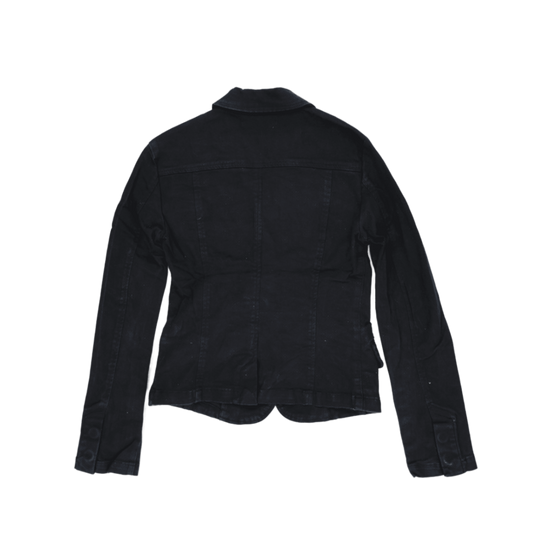 Zara TRF Women's Black Fitted Blazer Jacket Size M UK 10 Cotton Notched Lapel