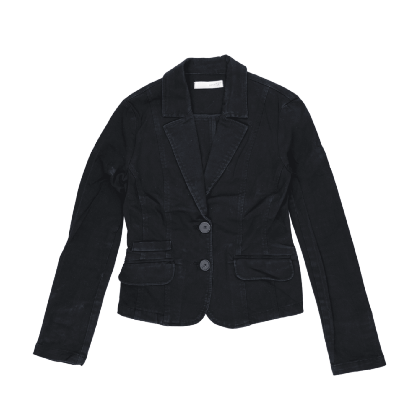 Zara TRF Women's Black Fitted Blazer Jacket Size M UK 10 Cotton Notched Lapel
