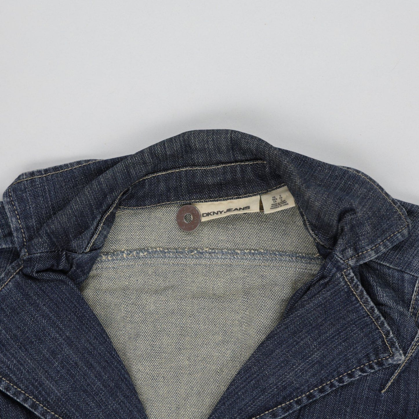 DKNY JEANS Women's Blue Blazer Style Denim Jacket UK 12 Cotton Blend V Neck