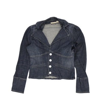 DKNY JEANS Women's Blue Blazer Style Denim Jacket UK 12 Cotton Blend V Neck