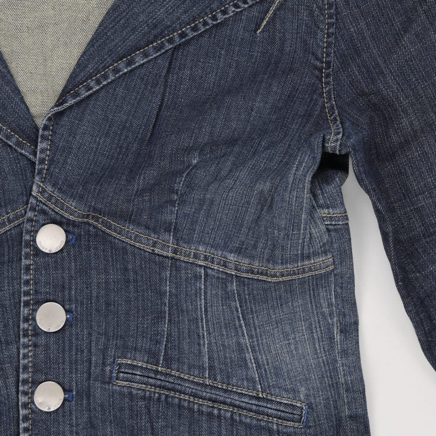 DKNY JEANS Women's Blue Blazer Style Denim Jacket UK 12 Cotton Blend V Neck