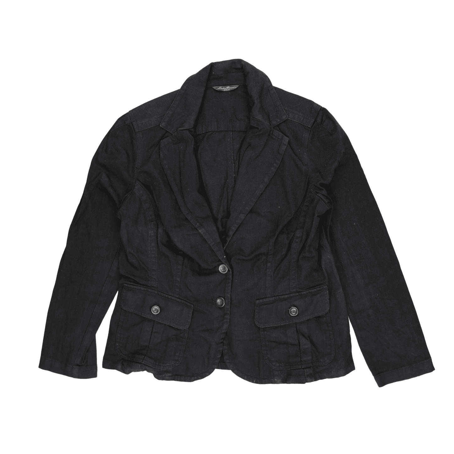 Eddie Bauer Women's Black Blazer Jacket Size Medium 98% Cotton 2% Elastane
