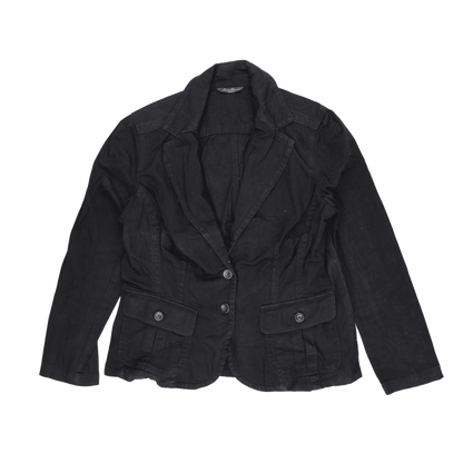 Eddie Bauer Women's Black Blazer Jacket Size Medium 98% Cotton 2% Elastane