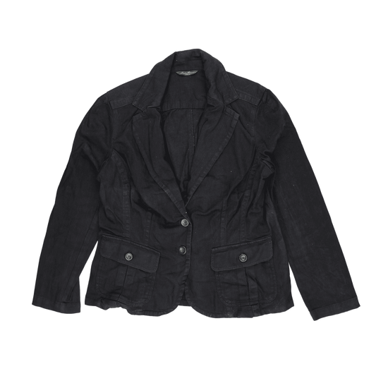 Eddie Bauer Women's Black Blazer Jacket Size Medium 98% Cotton 2% Elastane
