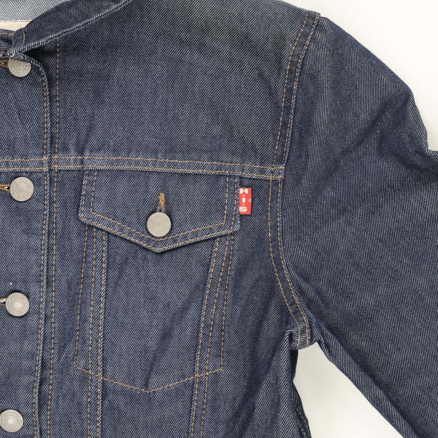 H.I.S Men's Dark Blue Denim Jacket Medium Cotton Collared