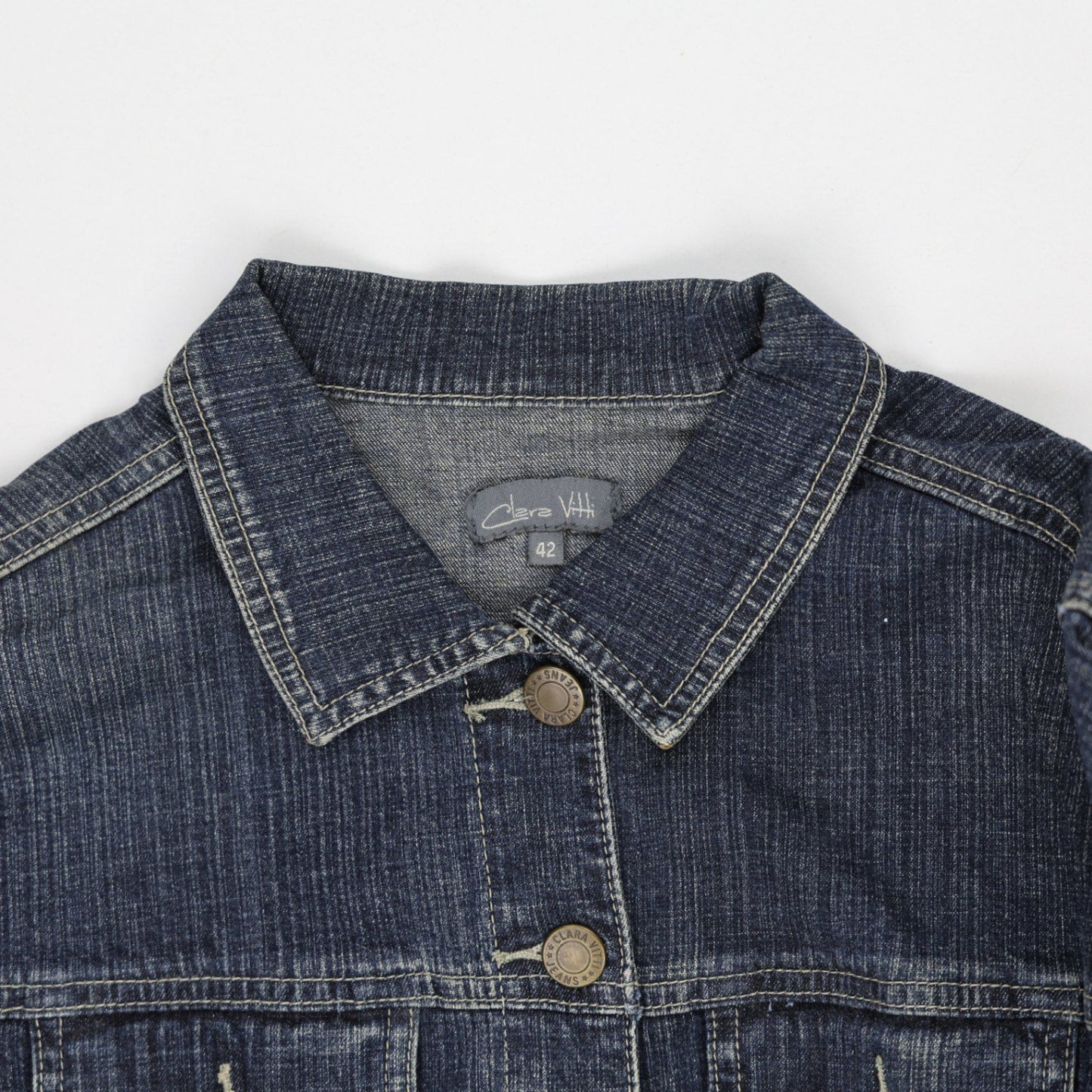 Clara Vitti Vintage Denim Jacket Women's Blue Size 42 Cotton
