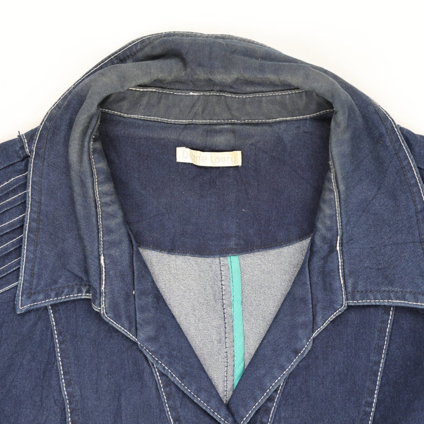 Diane Laury Women's Navy Blue Denim Jacket Medium 75% Cotton 25% Polyester Collared