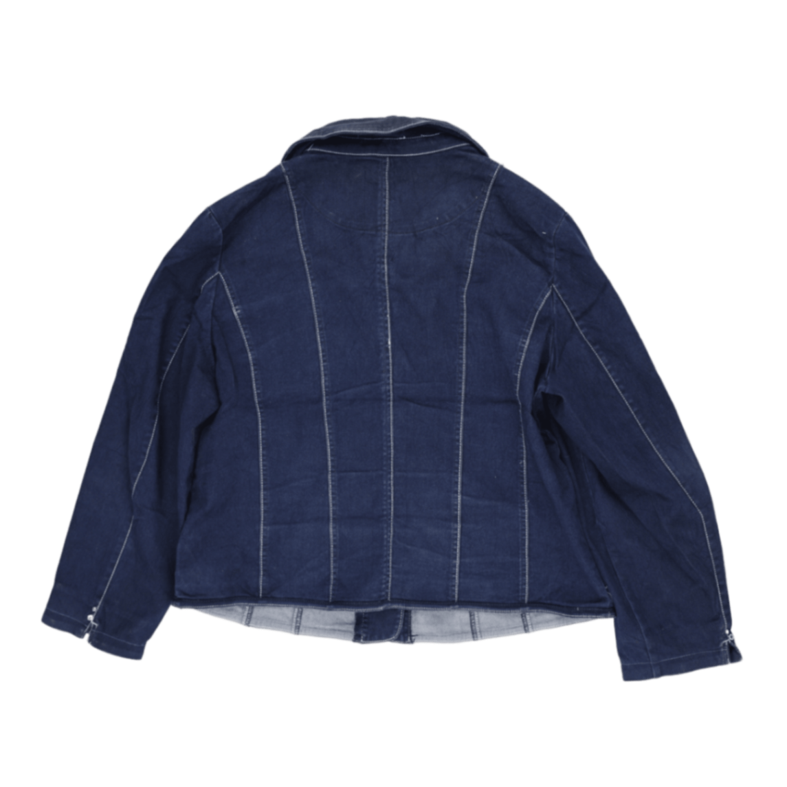 Diane Laury Women's Navy Blue Denim Jacket Medium 75% Cotton 25% Polyester Collared