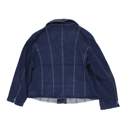 Diane Laury Women's Navy Blue Denim Jacket Medium 75% Cotton 25% Polyester Collared