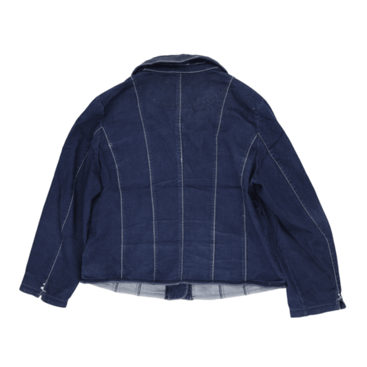 Diane Laury Women's Navy Blue Denim Jacket Medium 75% Cotton 25% Polyester Collared