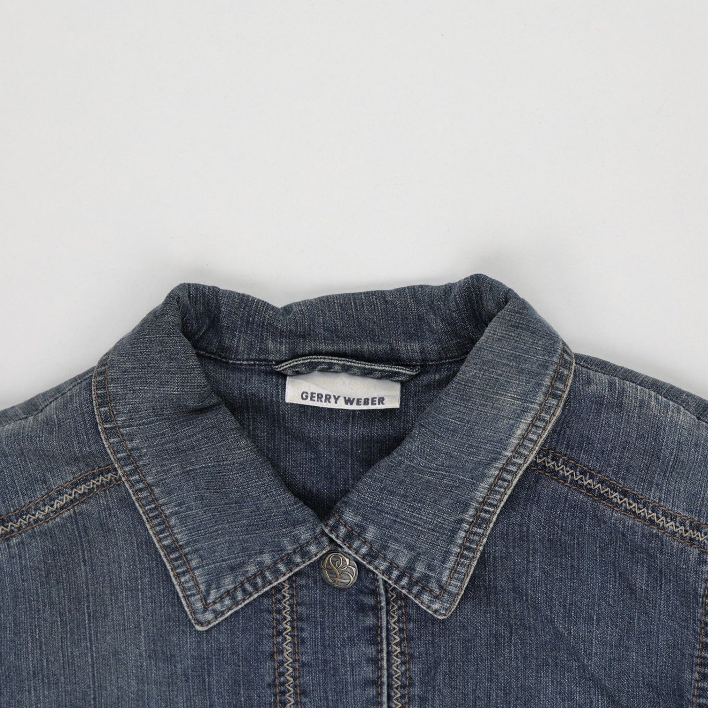 Gerry Weber Women's Medium Blue Denim Jacket Cotton Collared Style