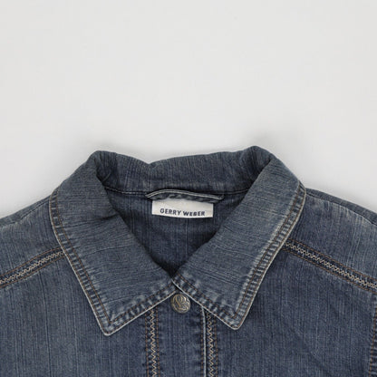 Gerry Weber Women's Medium Blue Denim Jacket Cotton Collared Style