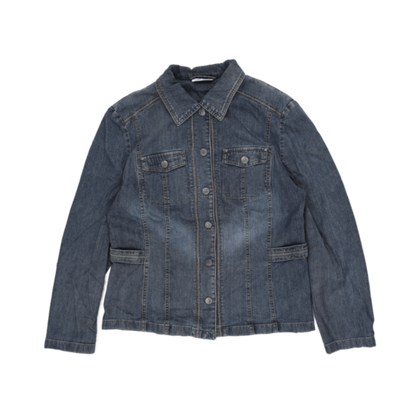 Gerry Weber Women's Medium Blue Denim Jacket Cotton Collared Style