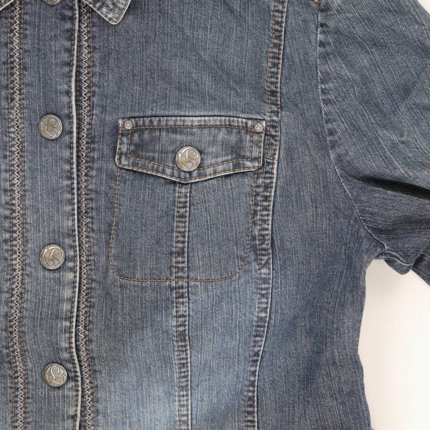 Gerry Weber Women's Medium Blue Denim Jacket Cotton Collared Style