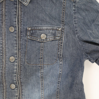 Gerry Weber Women's Medium Blue Denim Jacket Cotton Collared Style