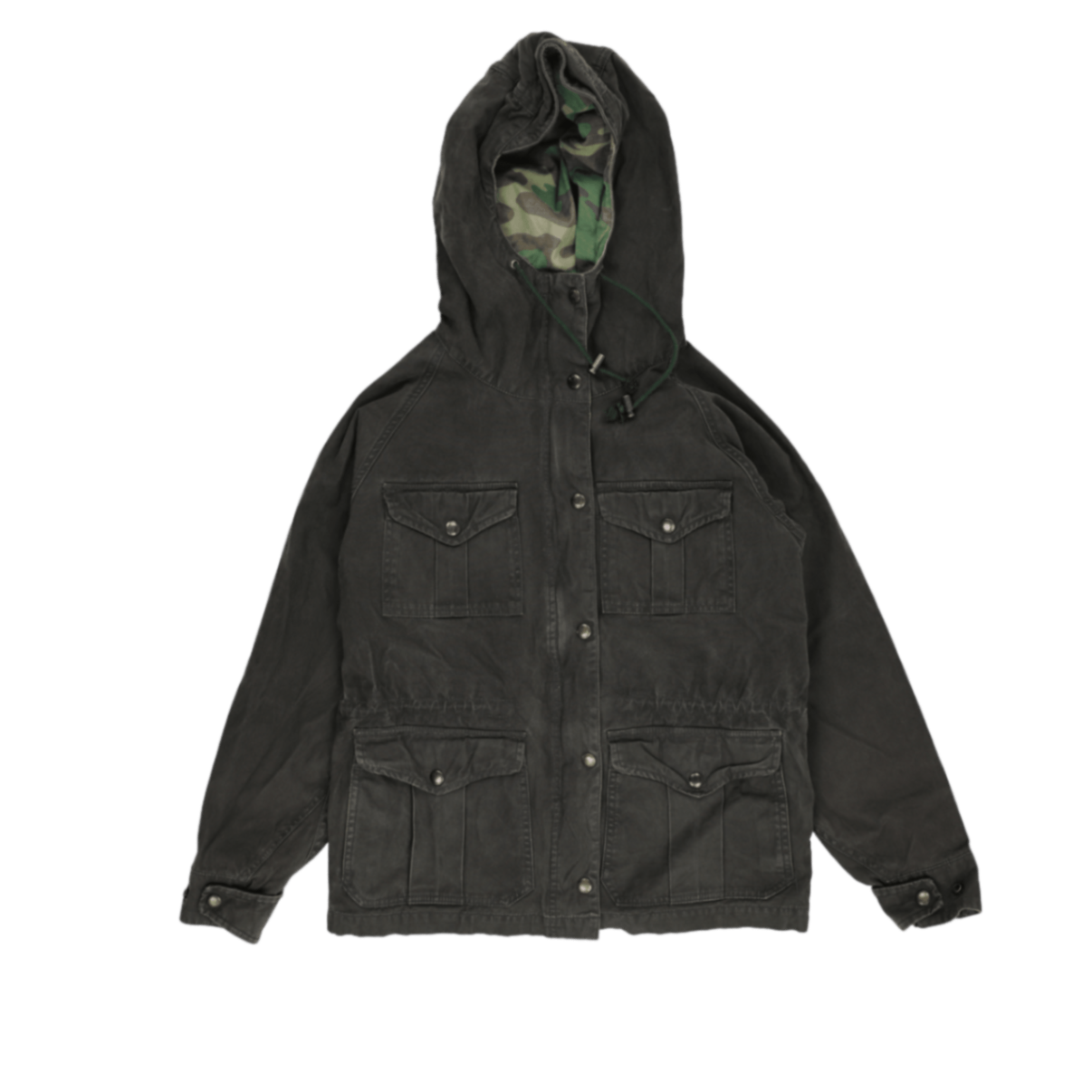 Ralph Lauren Denim and Supply Black Hooded Field Jacket Vintage Cotton Blend Size XS