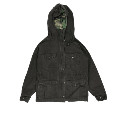 Ralph Lauren Denim and Supply Black Hooded Field Jacket Vintage Cotton Blend Size XS