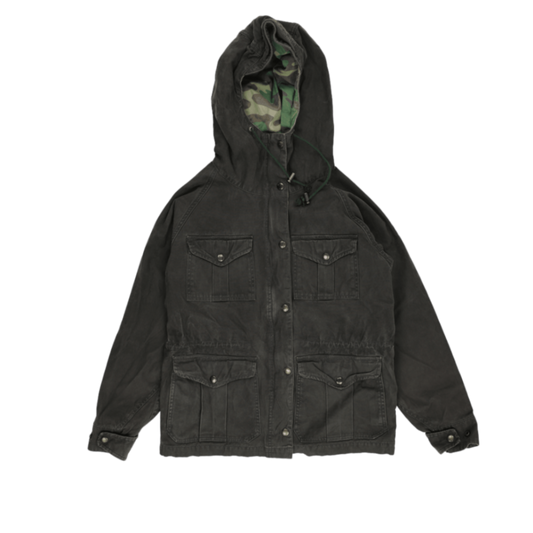 Ralph Lauren Denim and Supply Black Hooded Field Jacket Vintage Cotton Blend Size XS