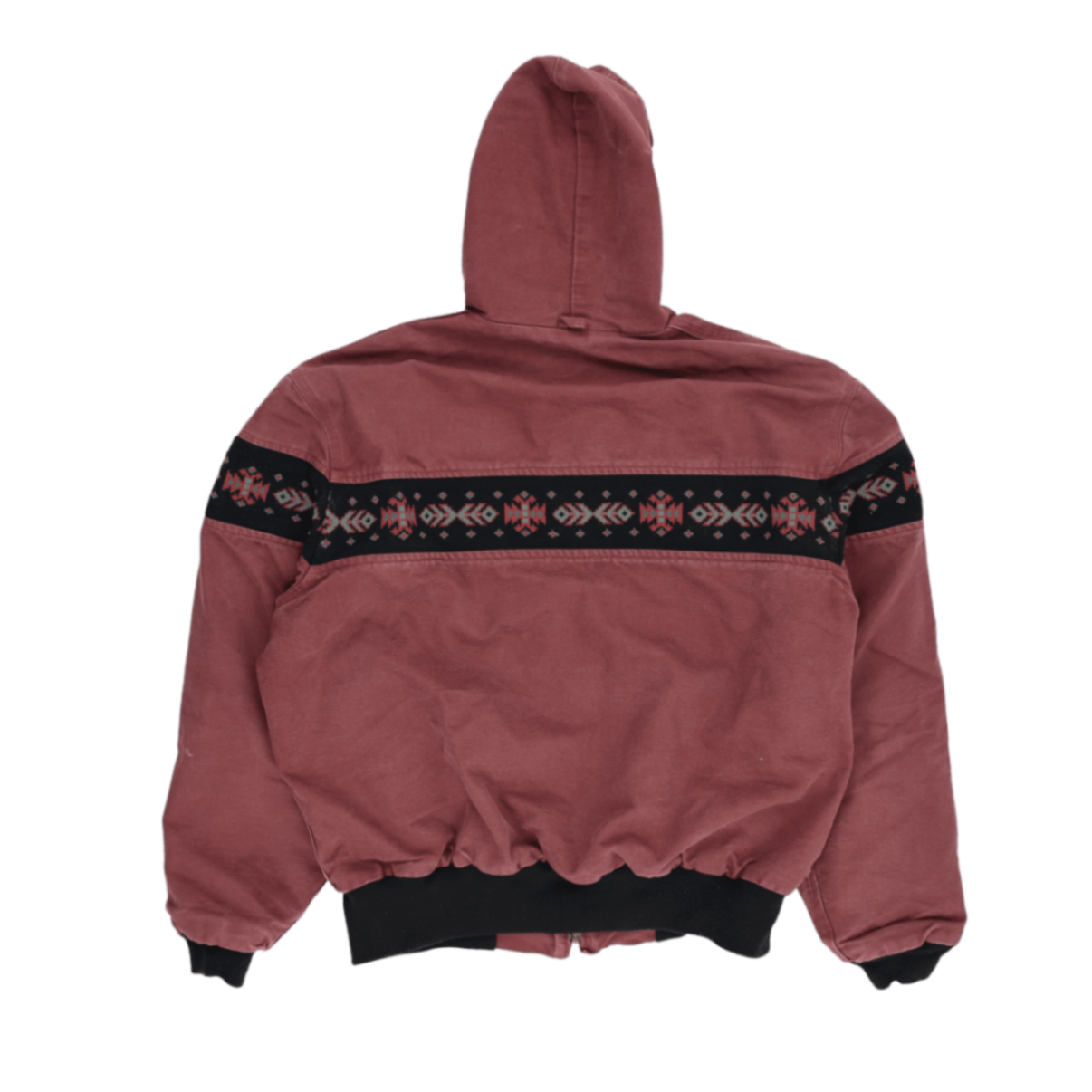Carhartt Hooded Native Pattern Work Jacket Maroon XL Canvas Vintage