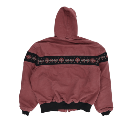 Carhartt Hooded Native Pattern Work Jacket Maroon XL Canvas Vintage