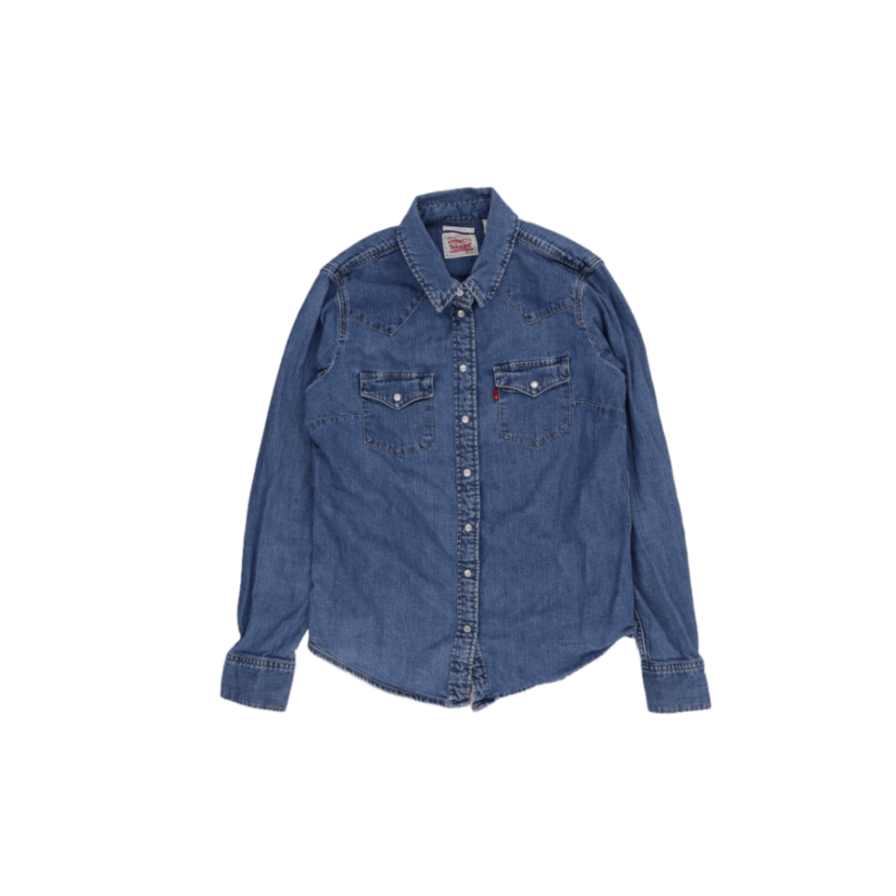 Levi's Vintage Western Shirt Blue Cotton Long Sleeve Size Medium