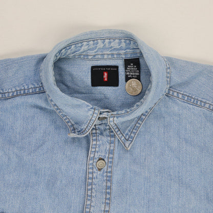 Levi's Casual Denim Shirt Blue Medium 100 Percent Cotton Long Sleeve Collared