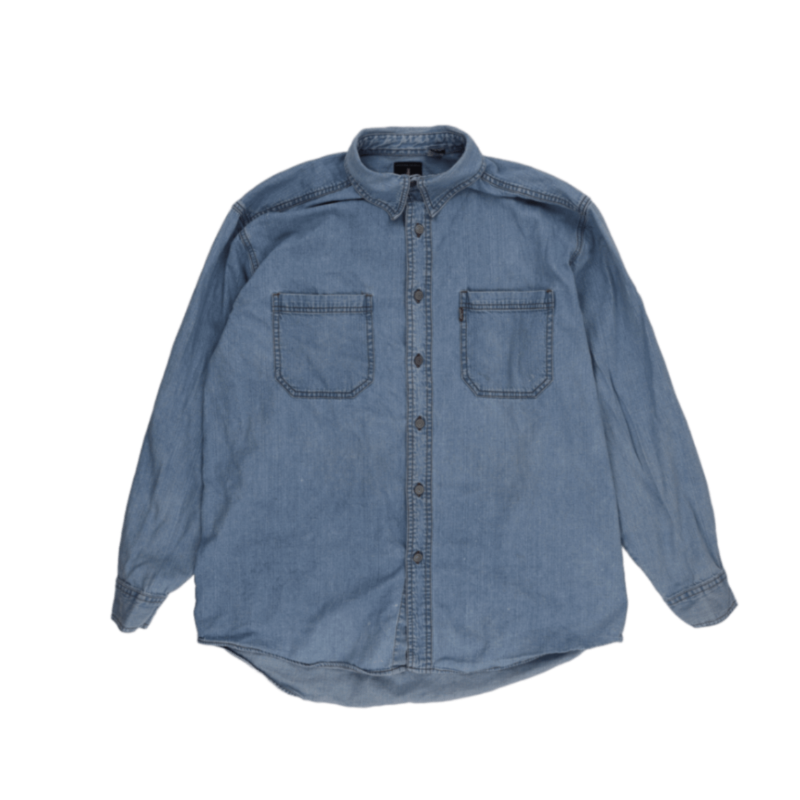 Levi's Casual Denim Shirt Blue Medium 100 Percent Cotton Long Sleeve Collared