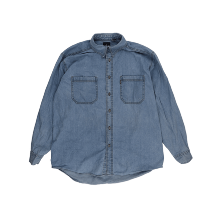 Levi's Casual Denim Shirt Blue Medium 100 Percent Cotton Long Sleeve Collared