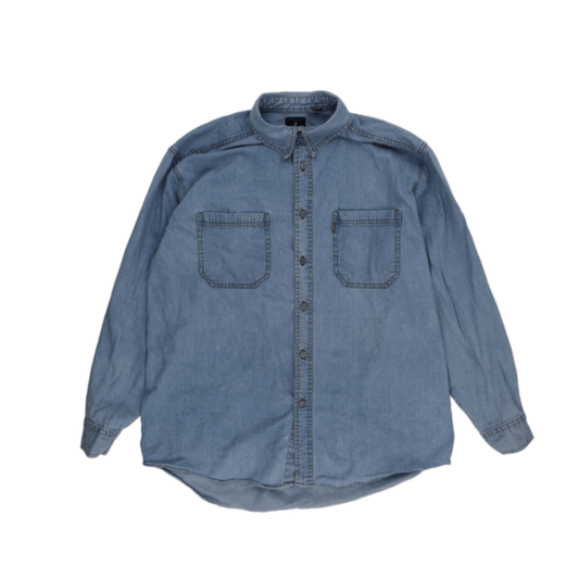 Levi's Casual Denim Shirt Blue Medium 100 Percent Cotton Long Sleeve Collared