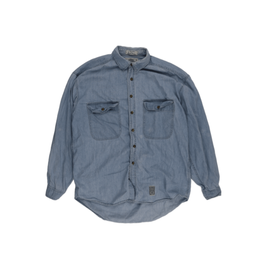 Levi's Vintage Light Blue Denim Shirt Men's Size L Cotton Collared