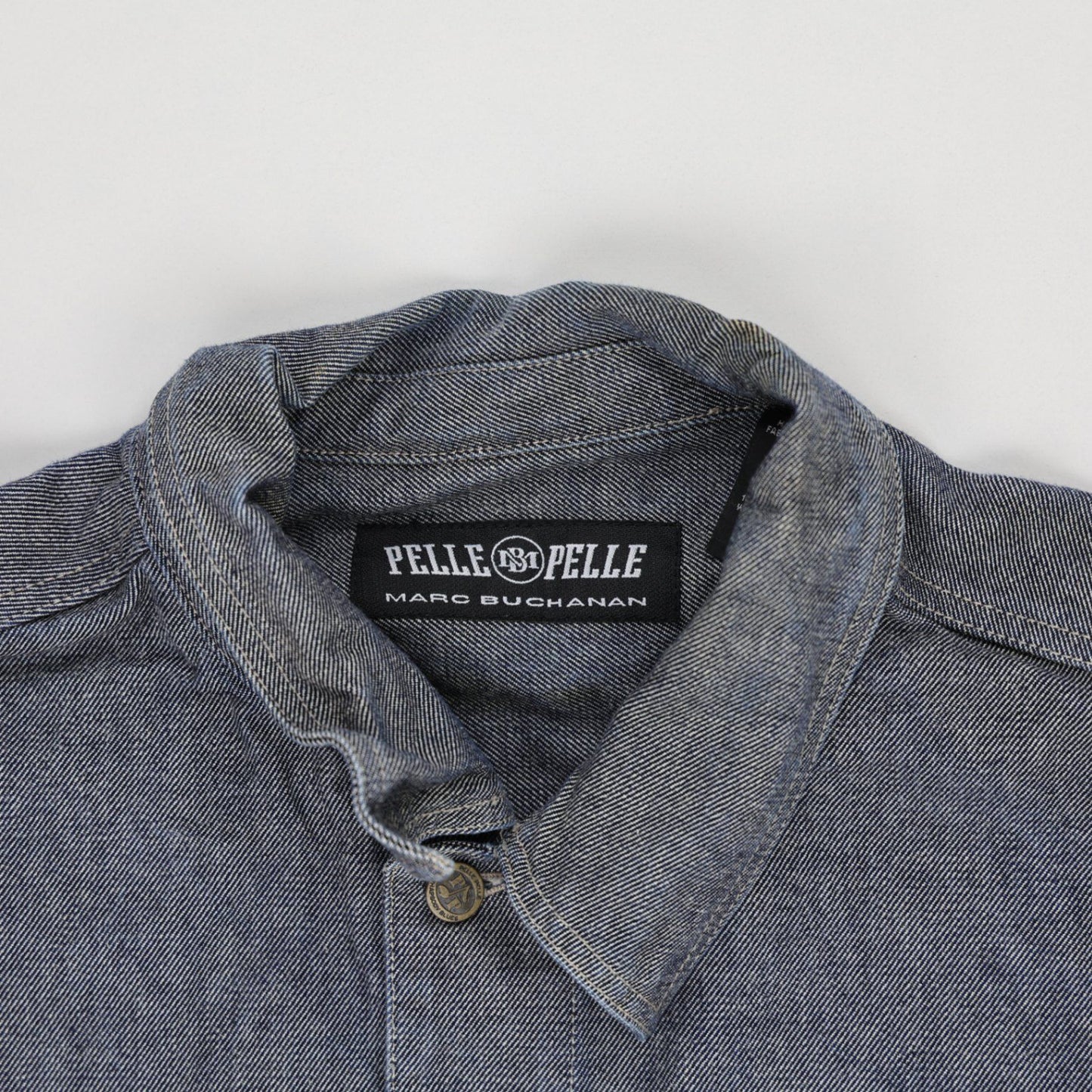 Pelle Pelle Classic Denim Jacket Grey Wash Large Utility Streetwear Collared