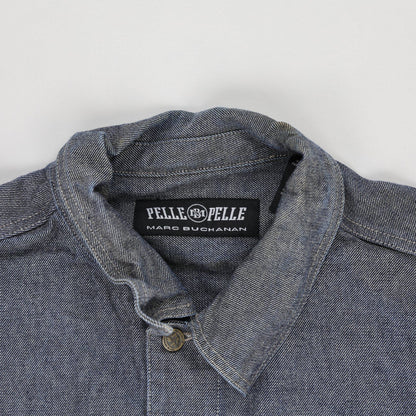 Pelle Pelle Classic Denim Jacket Grey Wash Large Utility Streetwear Collared