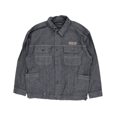 Pelle Pelle Classic Denim Jacket Grey Wash Large Utility Streetwear Collared