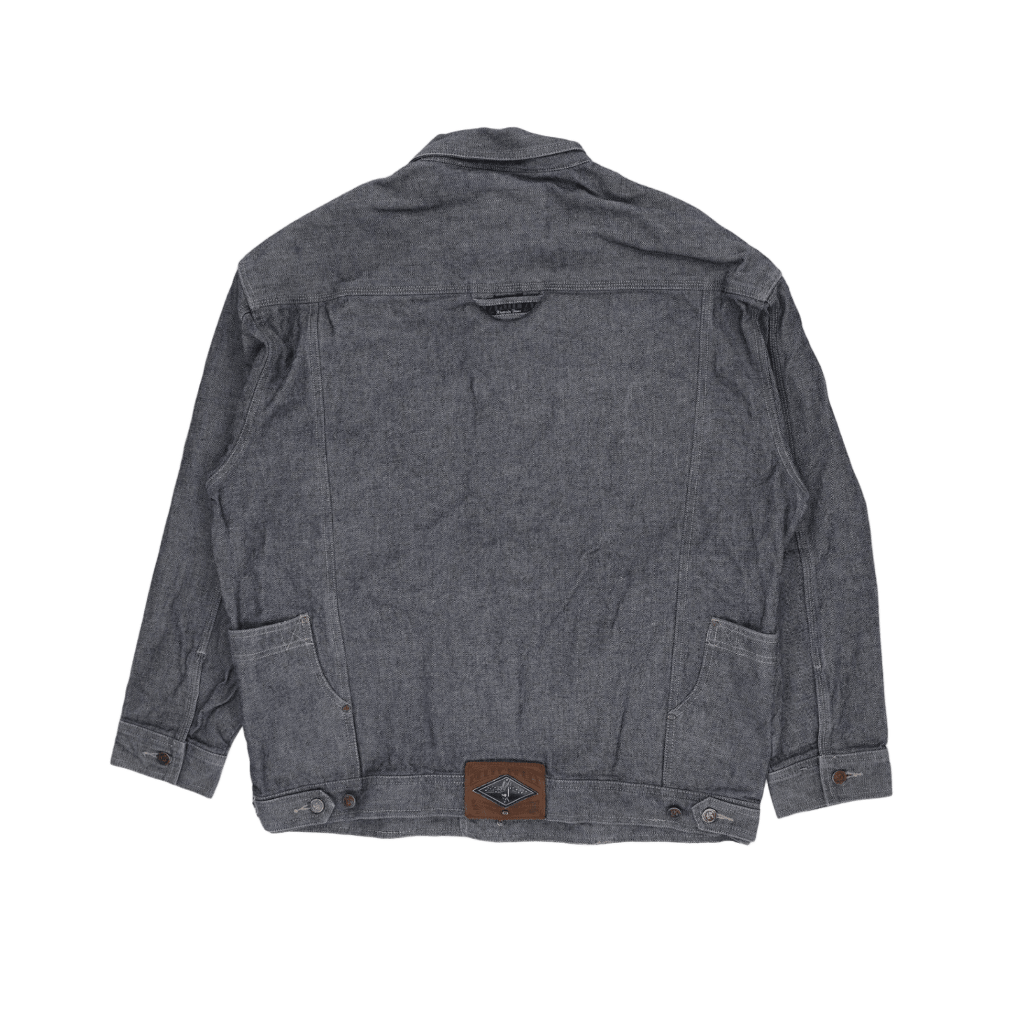 Pelle Pelle Classic Denim Jacket Grey Wash Large Utility Streetwear Collared