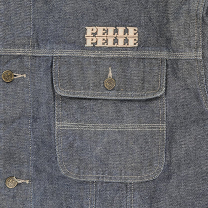 Pelle Pelle Classic Denim Jacket Grey Wash Large Utility Streetwear Collared