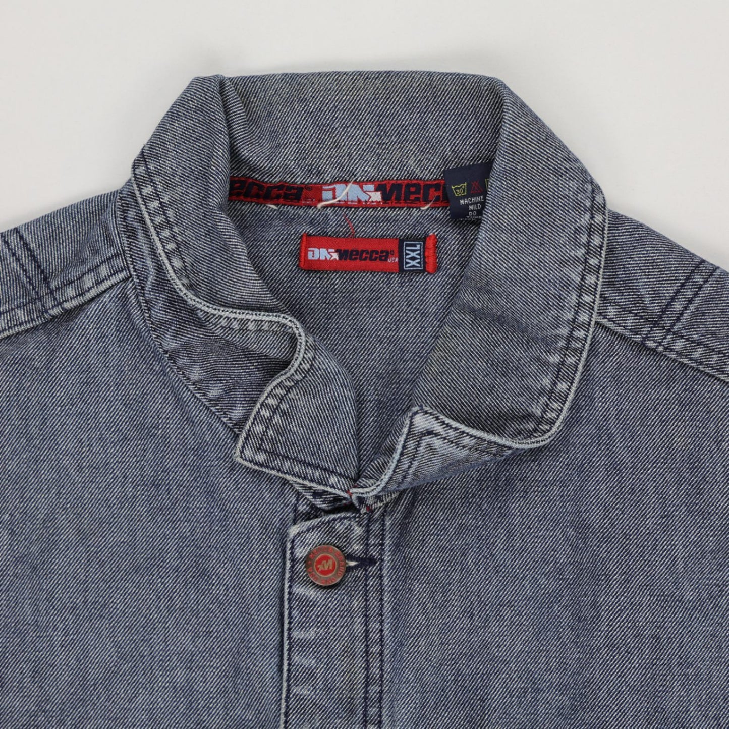 DKNY Mecca Vintage Grey Denim Jacket XXL Cotton Streetwear Collared