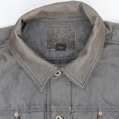 US Jeans Vintage Black Denim Jacket Large Collared 90s Style