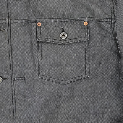 US Jeans Vintage Black Denim Jacket Large Collared 90s Style