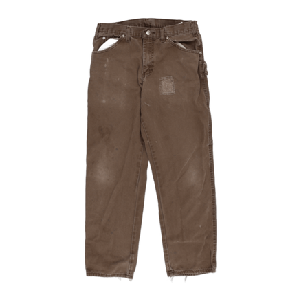 Dickies Vintage Brown Workwear Trousers 32W 29 Inseam 100 Percent Cotton