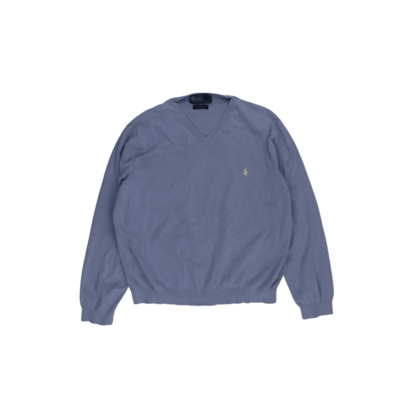 Ralph Lauren V-Neck Jumper Light Blue Large 100 Percent Pima Cotton