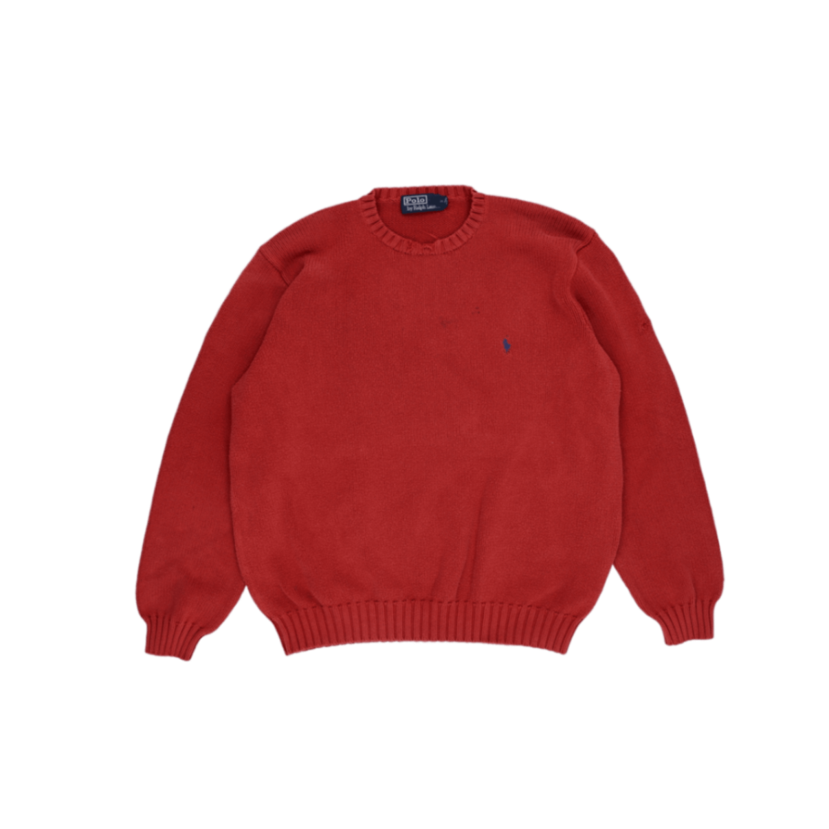 Polo Ralph Lauren Red Cotton Knit Jumper Crew Neck Size L Vintage