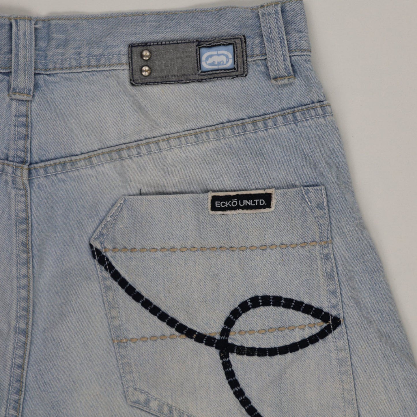 Ecko Unltd Light Blue Denim Shorts 32 in 100 Cotton Vintage Style