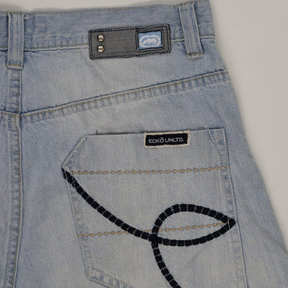 Ecko Unltd Light Blue Denim Shorts 32 in 100 Cotton Vintage Style